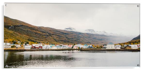 Fishing village on the east coast of Iceland Acrylic by Joaquin Corbalan