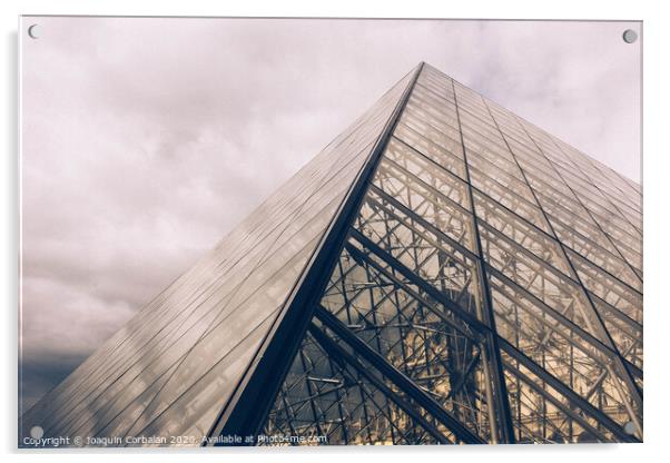 Crystal pyramid in Paris, sample of modern architecture on a cloudy day Acrylic by Joaquin Corbalan