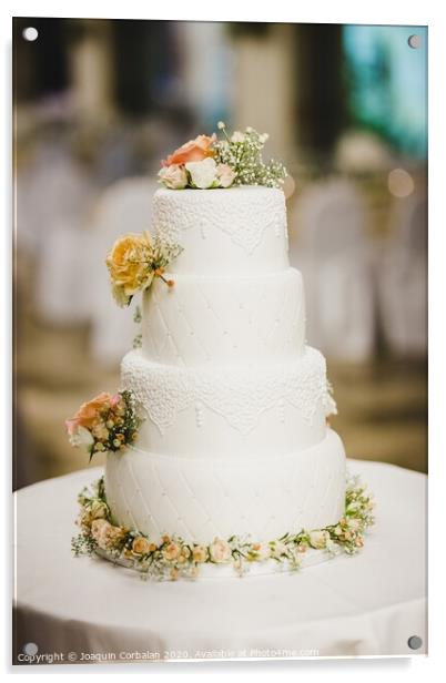 Delicious real wedding cake Acrylic by Joaquin Corbalan
