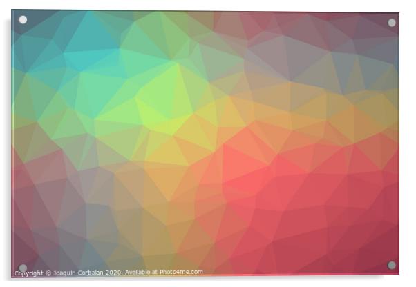 Gradient background with mosaic shape of triangular and square cells of various colors ideal for modern technology backgrounds. Acrylic by Joaquin Corbalan