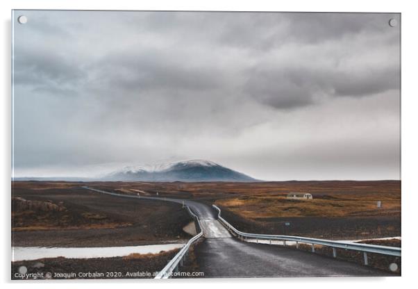 Icelandic lonely road in wild territory with no one in sight Acrylic by Joaquin Corbalan