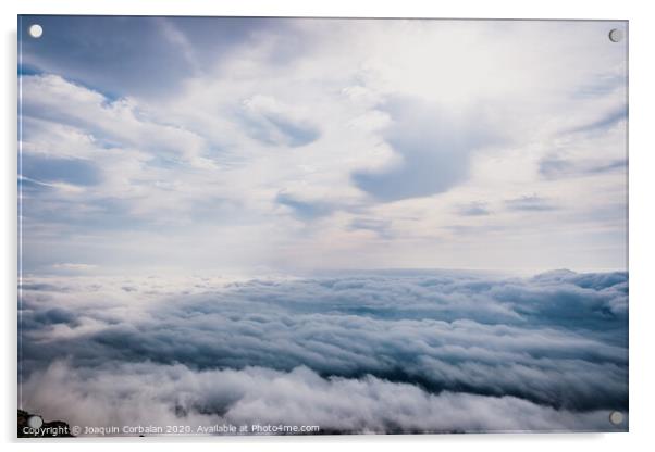 Awesome view on top of the clouds on a cloudy morning. Acrylic by Joaquin Corbalan