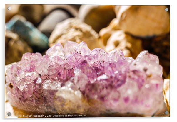 Amethyst is a violet macrocrystalline variety of quartz Acrylic by Joaquin Corbalan