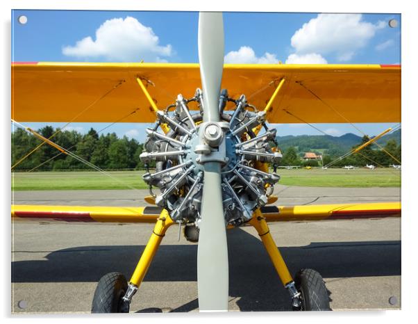 Stearman Aircraft Engine   Acrylic by Mike C.S.