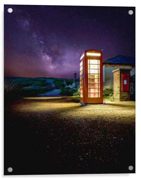 Milky Way & Red telephone box Acrylic by Lubos Fecenko