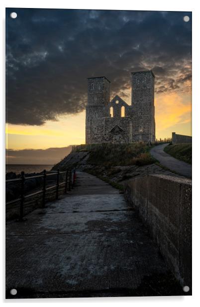 Reculver towers Roman fort Sunrise Acrylic by Lubos Fecenko