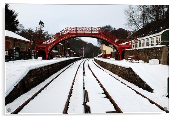 Snow at Goathland Railway Station Acrylic by Simon Marshall