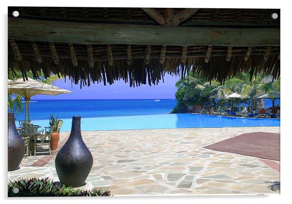 Infinity pool overlooking tropical ocean Acrylic by Simon Marshall
