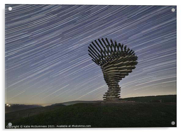 Start trails at the singing ringing tree sculpture Acrylic by Katie McGuinness