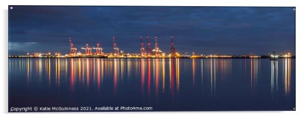Bootle Docks, River Mersey panorama Acrylic by Katie McGuinness