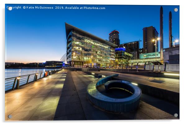 Sunset at Media City, Salford Quays Acrylic by Katie McGuinness