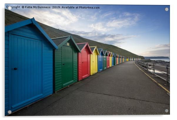 Colourful Beach Huts at Whitby Acrylic by Katie McGuinness
