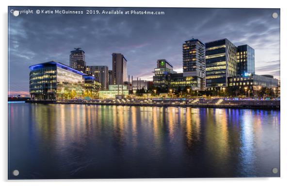 Media City Sunset Reflections Acrylic by Katie McGuinness