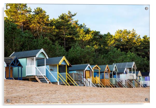 colourful wells beach huts Acrylic by Robbie Spencer