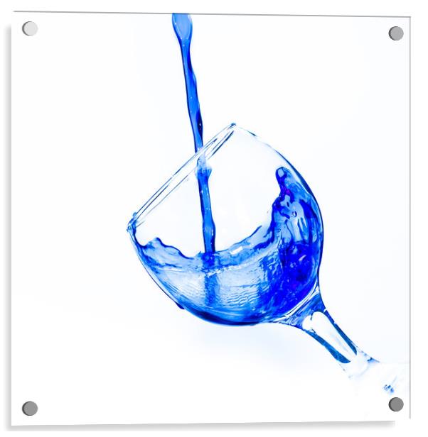 Pouring water into a wine glass Acrylic by David Strange
