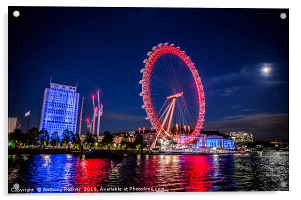 London Eye on the Thames Acrylic by Anthony Rosner