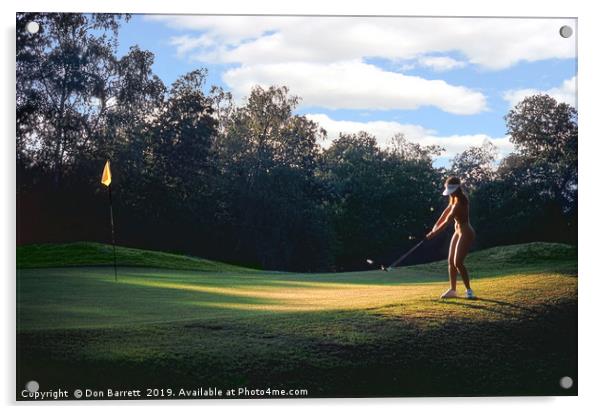 Nude Glamour Model Golfer Acrylic by Don Barrett