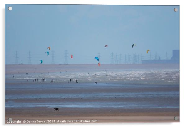 Kite surfers at Camber Sands Acrylic by Donna Joyce