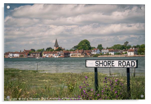 Shore Road, Bosham Village West Sussex Acrylic by Steve Thomson