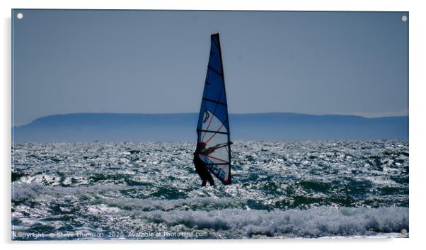 Blue Hour Windsurfer Acrylic by Steve Thomson