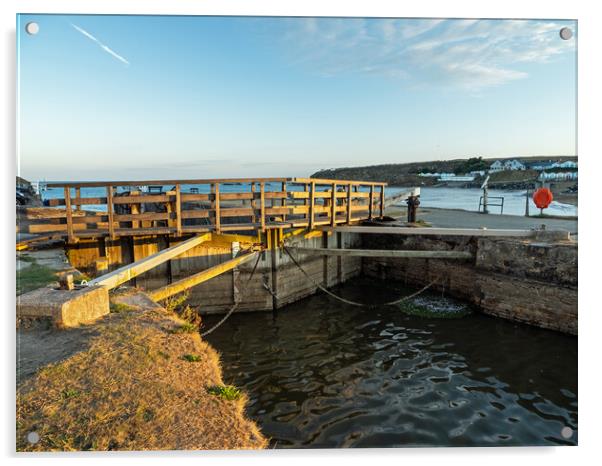 Bude canal sea lock gates Acrylic by Tony Twyman