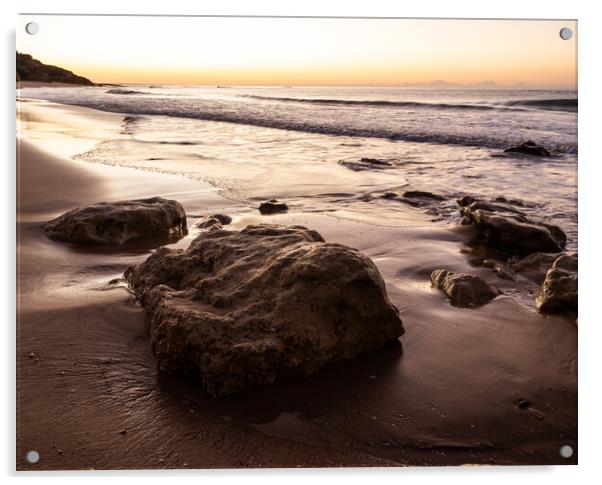 Sunrise on Oura Beach shoreline Acrylic by Tony Twyman