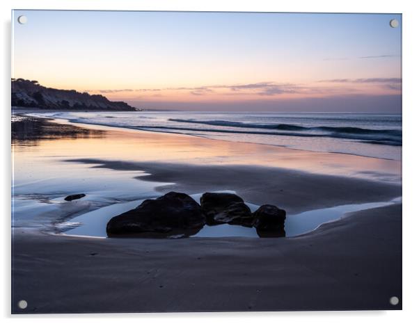 Albufeira beach sunrise Acrylic by Tony Twyman