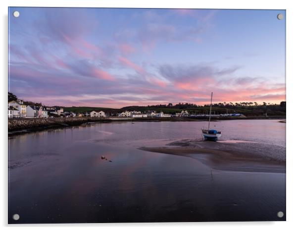 Yacht moored at Instow Quay Acrylic by Tony Twyman