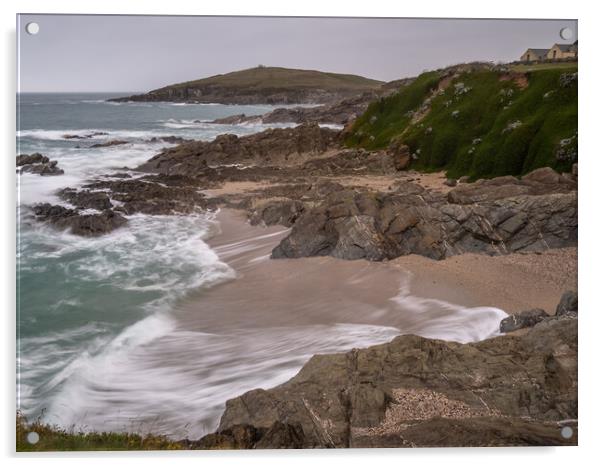 Rugged Cornish coast Acrylic by Tony Twyman