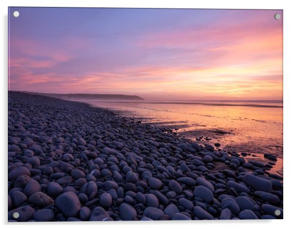 Sunset pebbles Acrylic by Tony Twyman