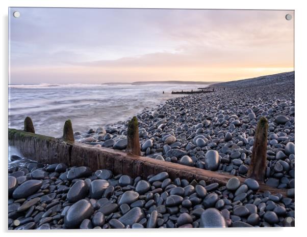 Sunrise beach breaks Acrylic by Tony Twyman