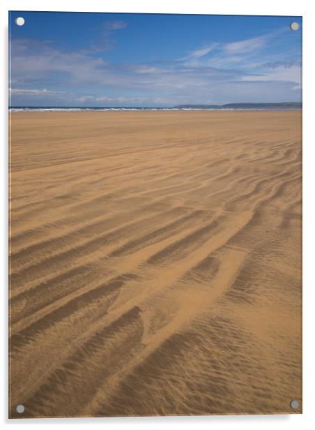 Westward Ho! sandy beach in North Devon Acrylic by Tony Twyman