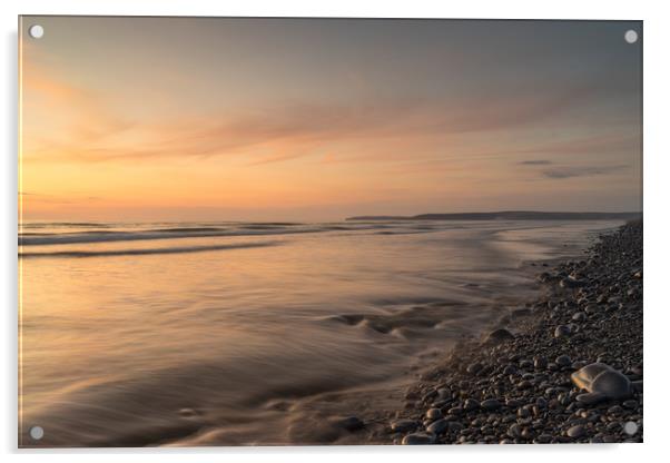Westward Ho! North Devon sunset Acrylic by Tony Twyman