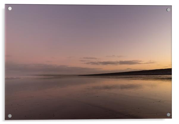 Sunrise on a deserted Westward Ho beach Acrylic by Tony Twyman