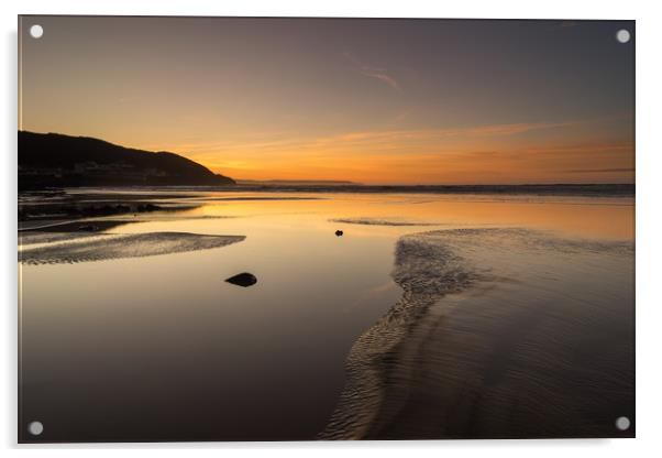 North Devon tranquil  sunset Acrylic by Tony Twyman