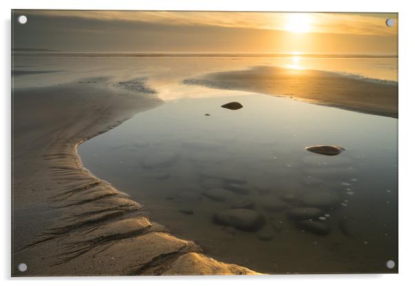 Tidal pool sunset at Westward Ho Acrylic by Tony Twyman