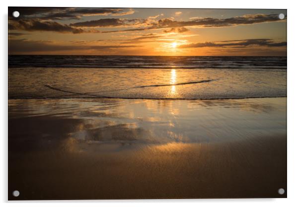 reflective Westward Ho sunset Acrylic by Tony Twyman
