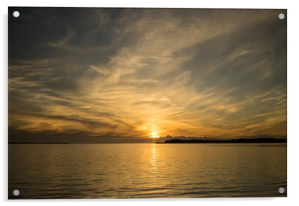 Sunset at Crow point in North Devon Acrylic by Tony Twyman