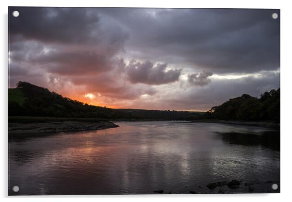 Moody Sunrise on the River Torridge at Bideford Acrylic by Tony Twyman