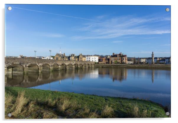 Barnstaple Ancient Long Bridge Acrylic by Tony Twyman