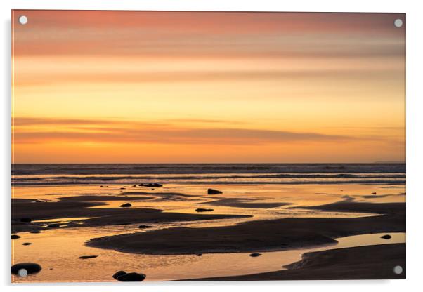 Beach sunset Afterglow Acrylic by Tony Twyman