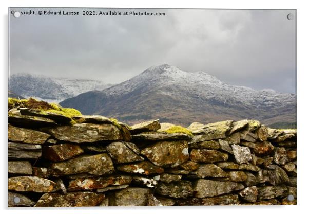 Snowdon behind a Drystone Wall Acrylic by Edward Laxton