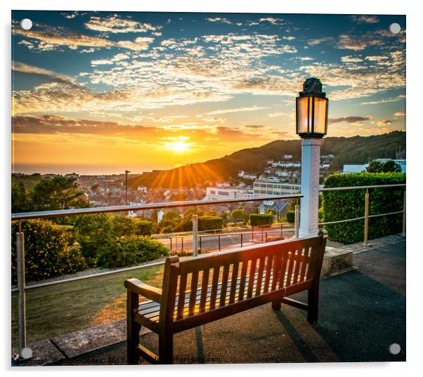 Sunset view from National Library of Wales. Acrylic by Rhodri Jones