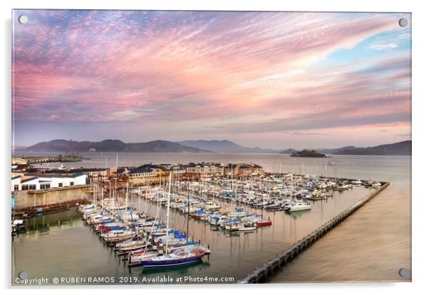 San Francisco boat harbor. Acrylic by RUBEN RAMOS