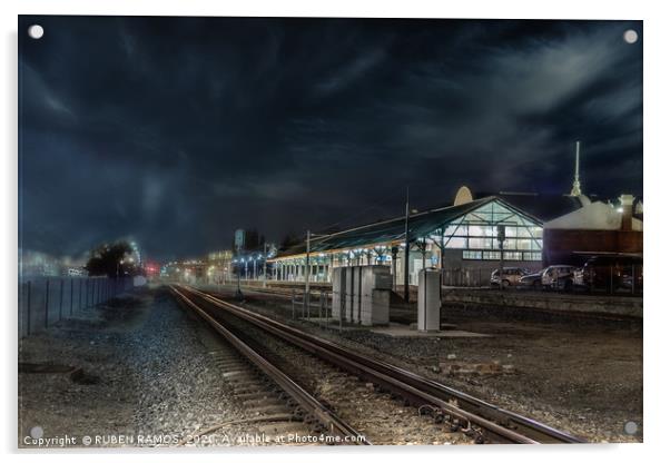 The railways and the Fremantle train station. Acrylic by RUBEN RAMOS