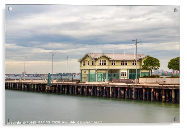 Long exposure of the Princess Pier over a cloudy d Acrylic by RUBEN RAMOS