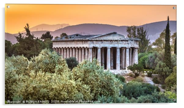 The Ancient Agora of Athens at sunset, Greece Acrylic by RUBEN RAMOS