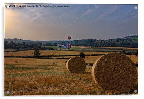 Maize Field hot air balloon launch near Bath Acrylic by Duncan Savidge