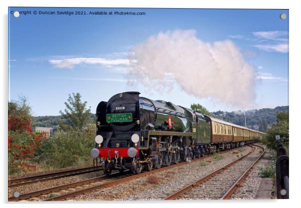 Clan line steam train with exhaust leaving Bath Spa Acrylic by Duncan Savidge