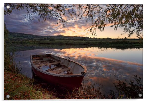 Sunrise reflection on the River Avon Saltford near Bath Acrylic by Duncan Savidge